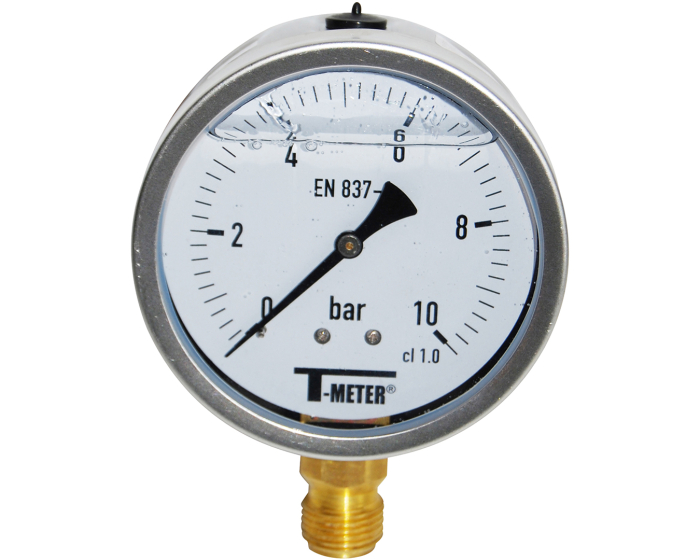 SS pressure gauge 1615 glycerine radial Ø100 1/2'' Class1 0/1.6bar